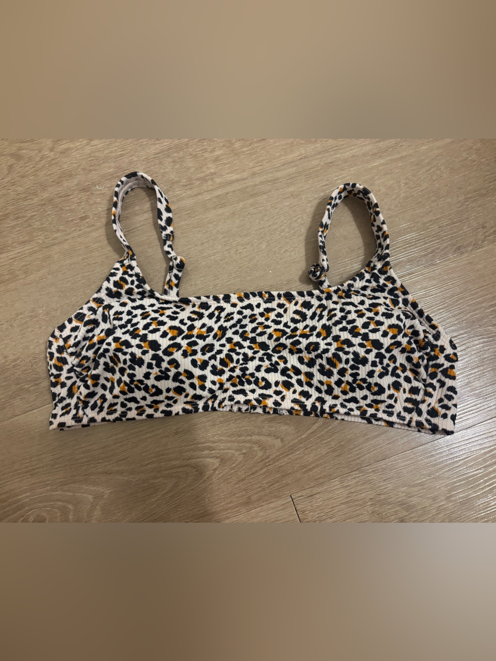 Xhilaration Leopard Print Bikini Top in White, Black, Yellow